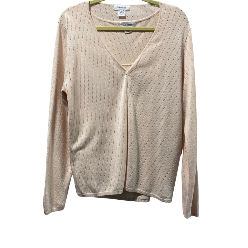 Calvin Klein Light Pink Set - Cardigan and Shell - Size L